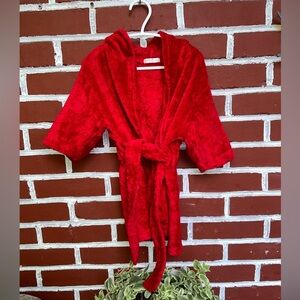 Red bathrobe Rudolf the reindeer with tied and elastic waist Christmas holidays